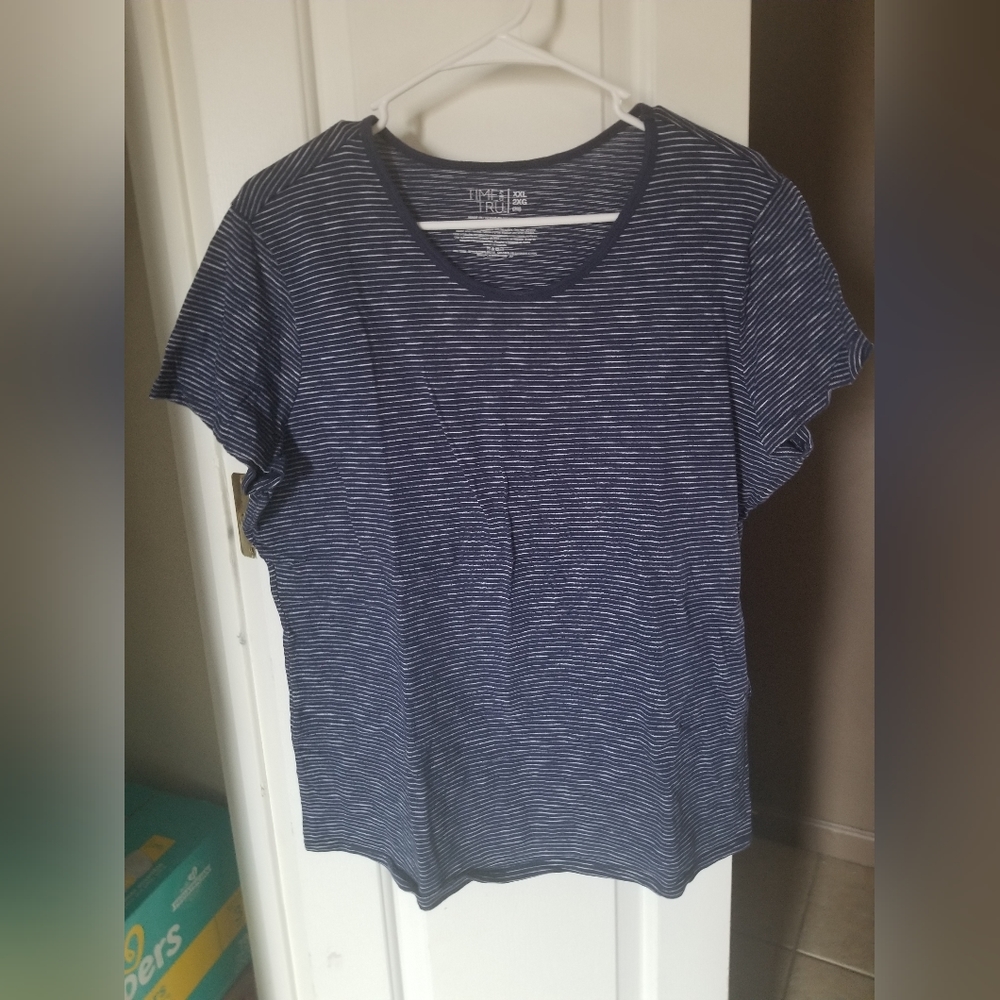 Time and tru blue and white striped shirt